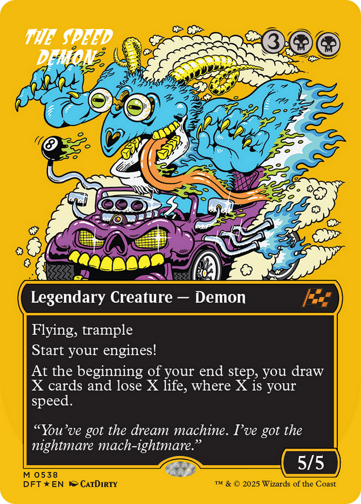 The Speed Demon (Borderless) (First-Place Foil) [Aetherdrift] Magic: The Gathering