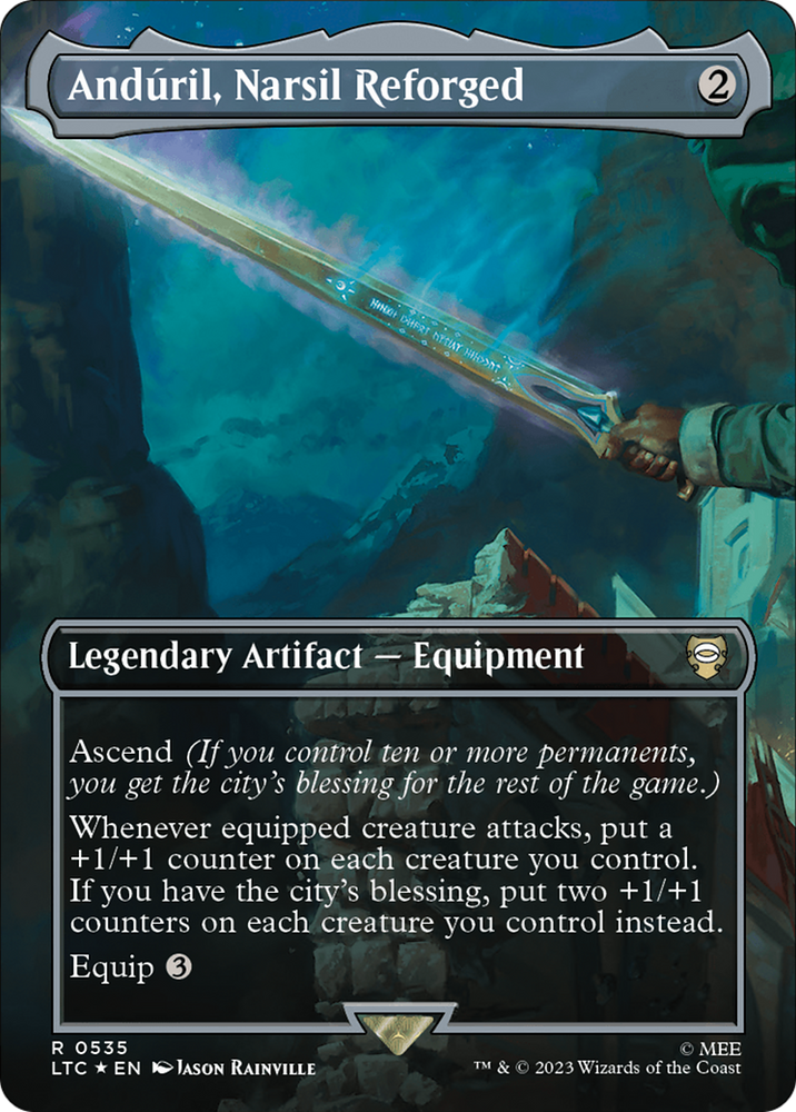 Anduril, Narsil Reforged (Borderless) (Surge Foil) [The Lord of the Rings: Tales of Middle-Earth Commander] Magic: The Gathering