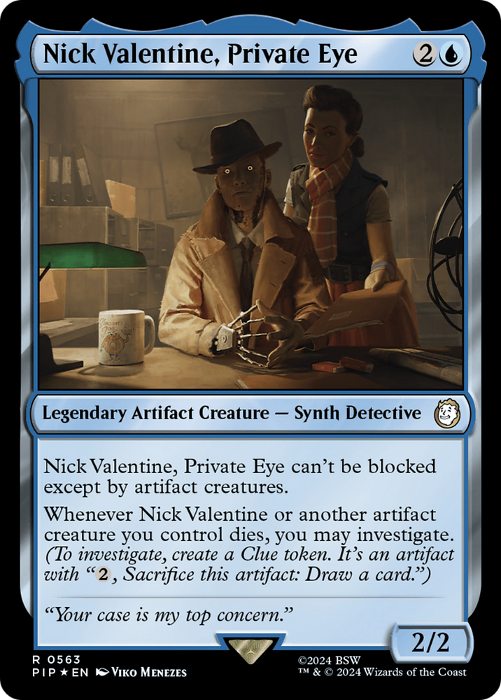 Nick Valentine, Private Eye (Surge Foil) [Fallout] Magic: The Gathering
