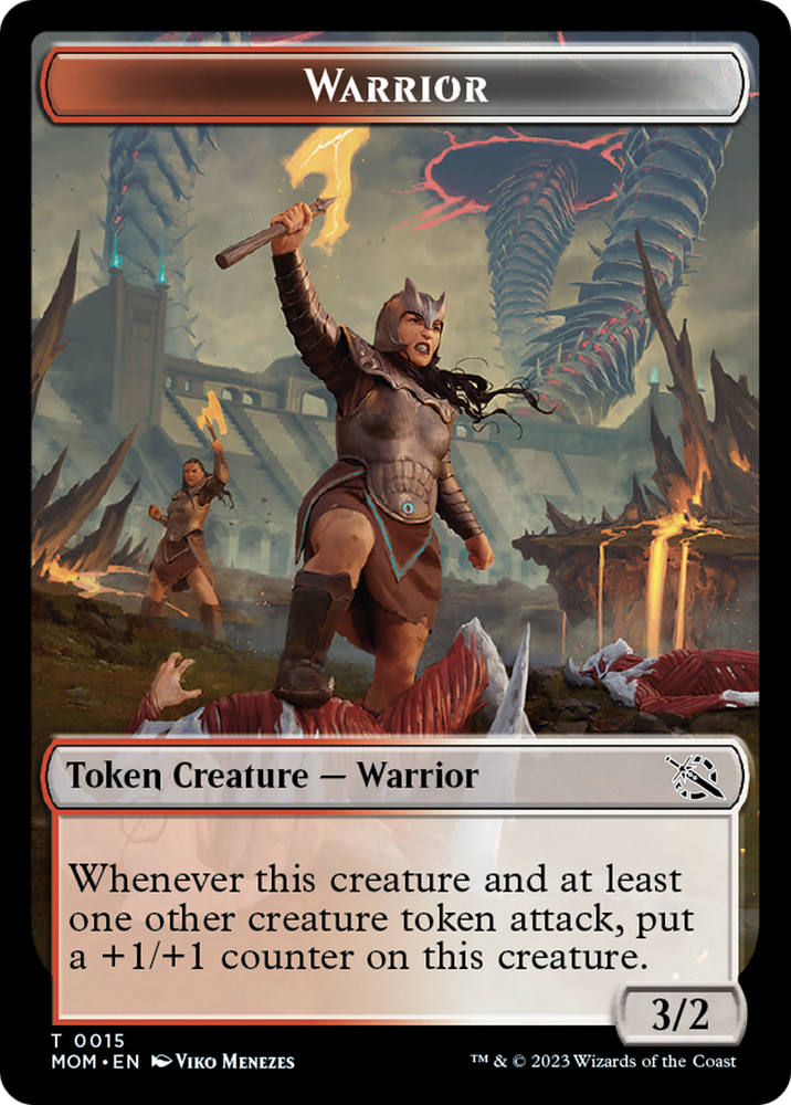 Warrior // Dinosaur Double-Sided Token [March of the Machine Tokens] Magic: The Gathering