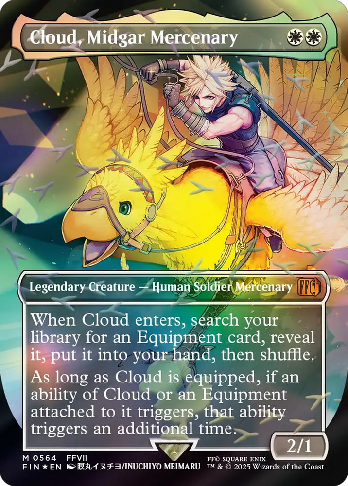 Cloud, Midgar Mercenary (Borderless) (Chocobo Track Foil) [FINAL FANTASY] Magic: The Gathering