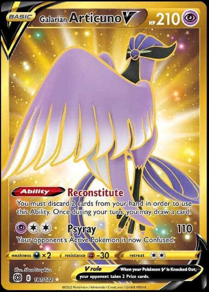 rare articuno pokemon card Galarian Articuno V 181/172 Brilliant Stars