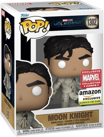 Funko Pop! Marvel: Moon Knight - Moon Knight (Unmasked | Glow in the Dark) (Amazon Exclusive) #1302 FUNKO
