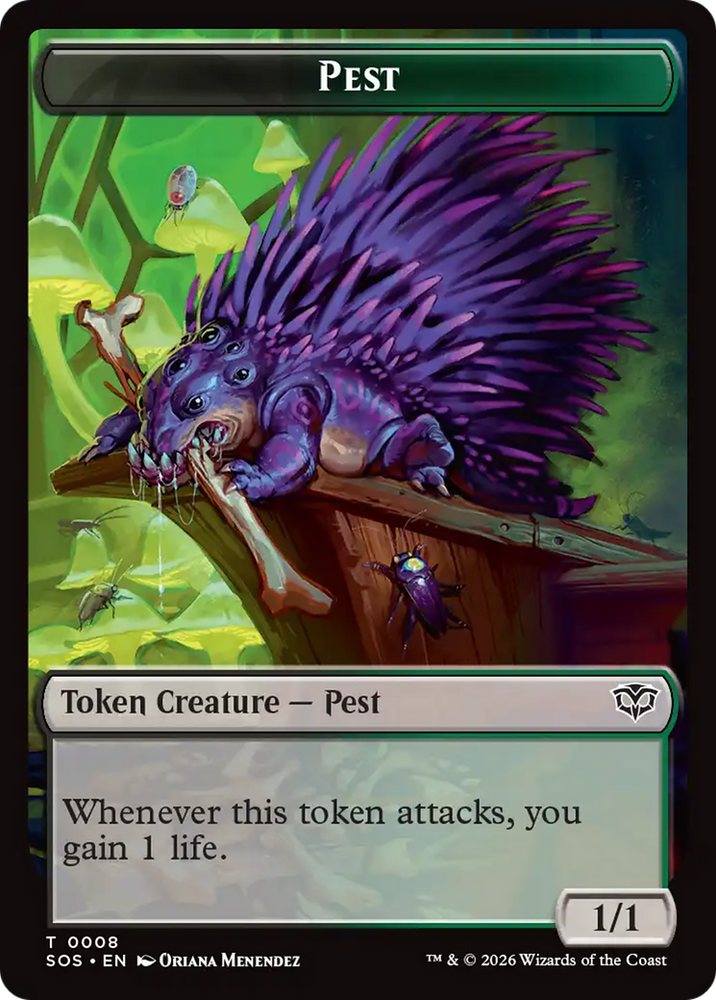 Fractal (0004) // Pest (0008) Double-Sided Token [Secrets of Strixhaven Tokens] Magic: The Gathering