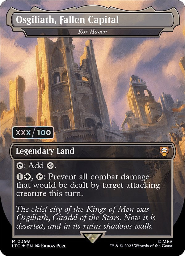 Osgiliath, Fallen Capital - Kor Haven (Borderless) (Serialized) [The Lord of the Rings: Tales of Middle-Earth Commander] Magic: The Gathering