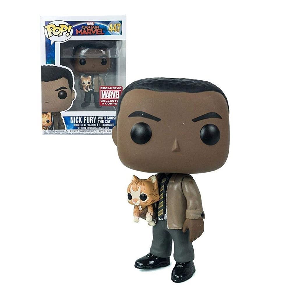 FUNKO POP! Captain Marvel NICK FURY with GOOSE THE CAT - EXCLUSIVE - COLLECTOR CORPS FUNKO
