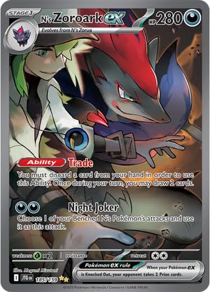 Pokemon - Ns Zoroark ex 185/159  Journey Together  Special Illustration Rare  SIR  Foil Single Card