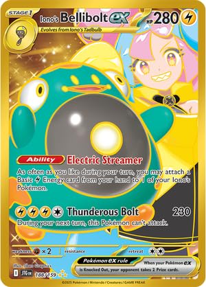 Pokemon - Ionos Bellibolt ex 188/159  Journey Together  Gold Foil Hyper Rare  Single Card