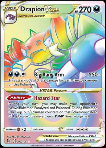 Pokemon - Drapion VStar 200/196 Lost Origin Secret Rainbow Rare Foil Pokémon