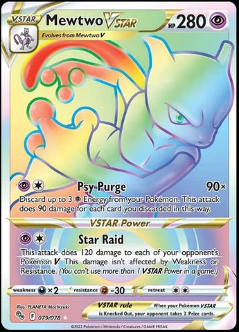 Mewtwo Vstar 079/078 - Pokemon Go - Secret Rare - Rainbow Card