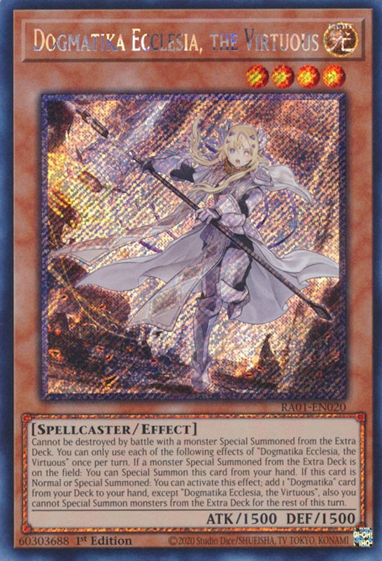 Dogmatika Ecclesia, the Virtuous [RA01-EN020] Platinum Secret Rare Yu-Gi-Oh!