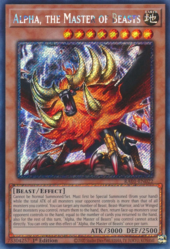 Alpha, the Master of Beasts [RA01-EN022] Platinum Secret Rare Yu-Gi-Oh!