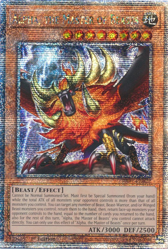 Alpha, the Master of Beasts [RA01-EN022] Quarter Century Secret Rare Yu-Gi-Oh!