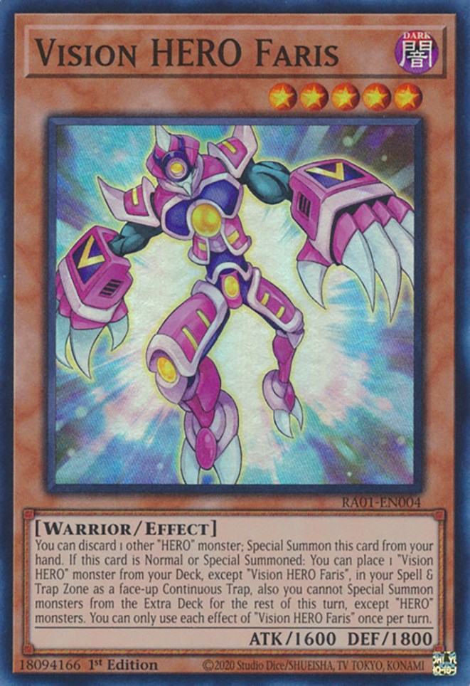 Vision HERO Faris [RA01-EN004] Super Rare Yu-Gi-Oh!