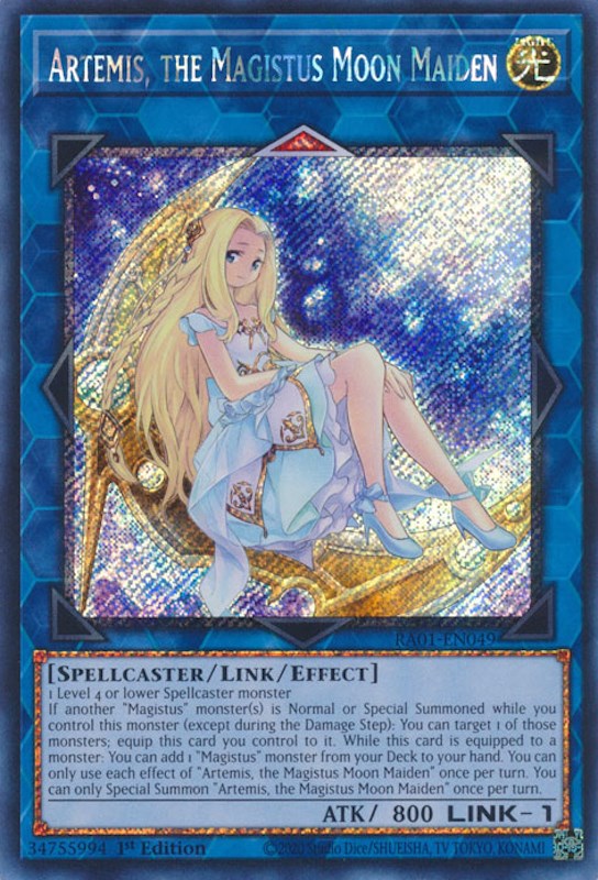 Artemis, the Magistus Moon Maiden [RA01-EN049] Platinum Secret Rare Yu-Gi-Oh!