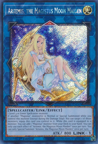 Artemis, the Magistus Moon Maiden [RA01-EN049] Platinum Secret Rare Yu-Gi-Oh!