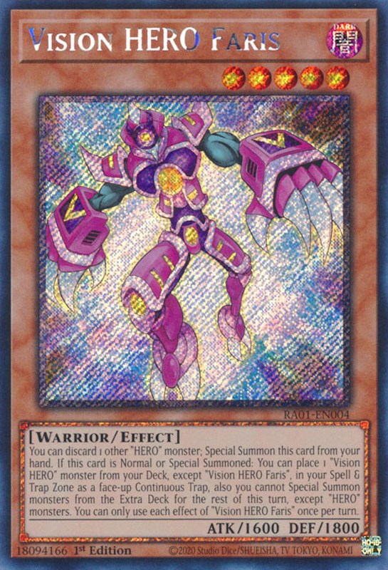 Vision HERO Faris [RA01-EN004] Platinum Secret Rare Yu-Gi-Oh!