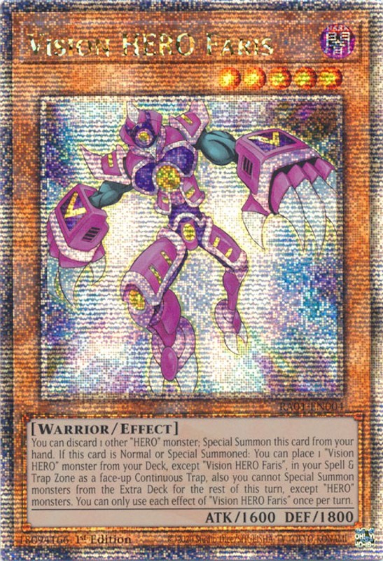 Vision HERO Faris [RA01-EN004] Quarter Century Secret Rare Yu-Gi-Oh!