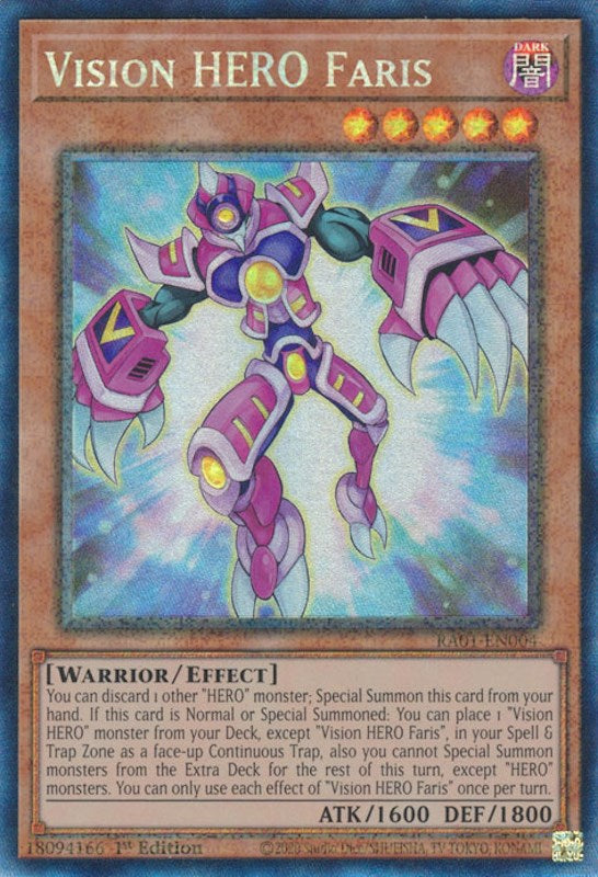 Vision HERO Faris [RA01-EN004] Prismatic Collector's Rare Yu-Gi-Oh!