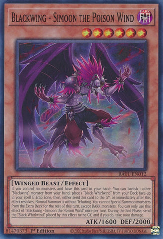 Blackwing - Simoon the Poison Wind [RA01-EN012] Super Rare Yu-Gi-Oh!