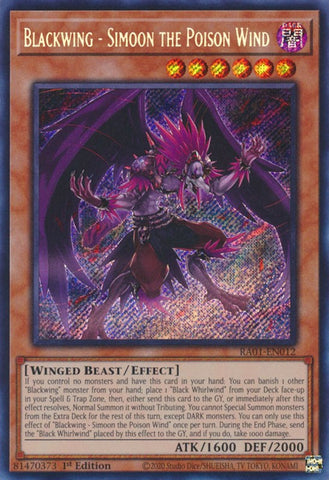 Blackwing - Simoon the Poison Wind [RA01-EN012] Secret Rare Yu-Gi-Oh!