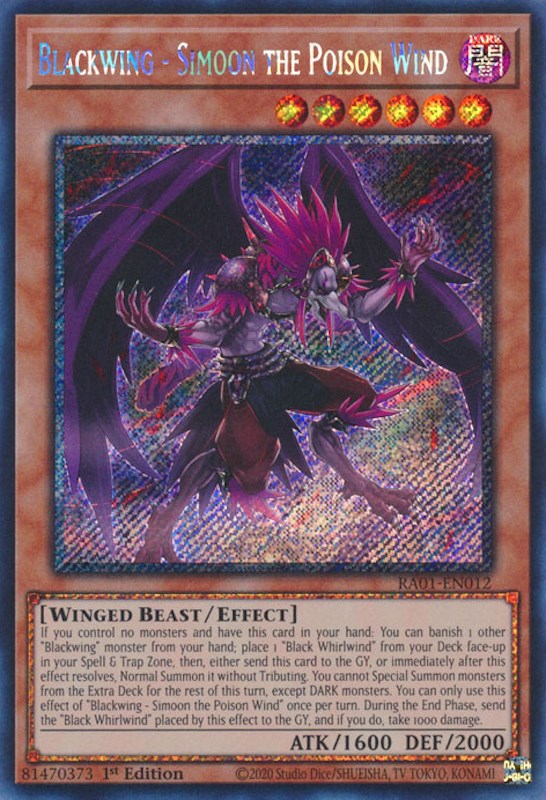 Blackwing - Simoon the Poison Wind [RA01-EN012] Platinum Secret Rare Yu-Gi-Oh!