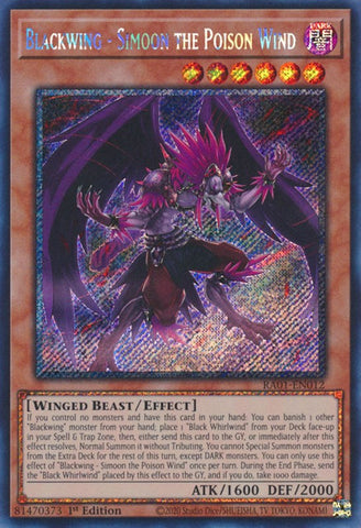 Blackwing - Simoon the Poison Wind [RA01-EN012] Platinum Secret Rare Yu-Gi-Oh!