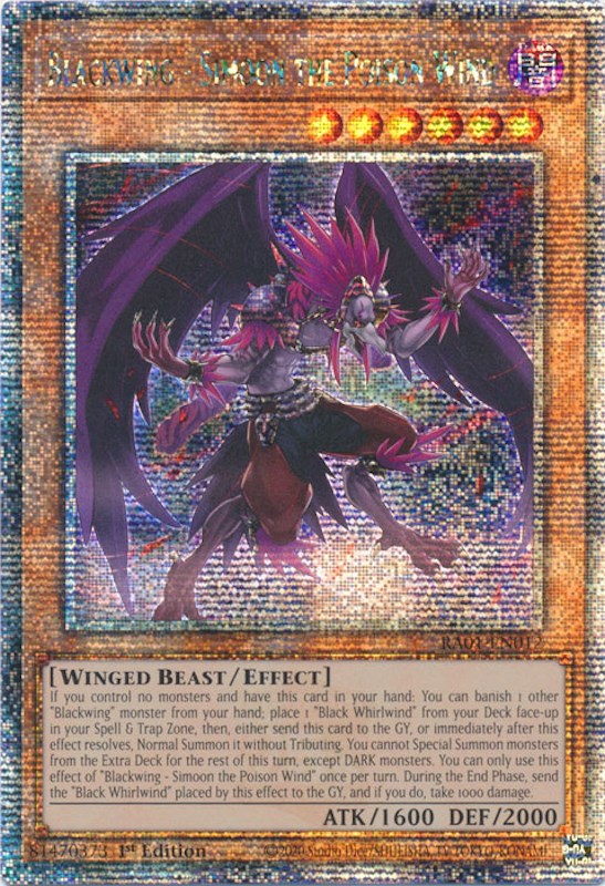 Blackwing - Simoon the Poison Wind [RA01-EN012] Quarter Century Secret Rare Yu-Gi-Oh!