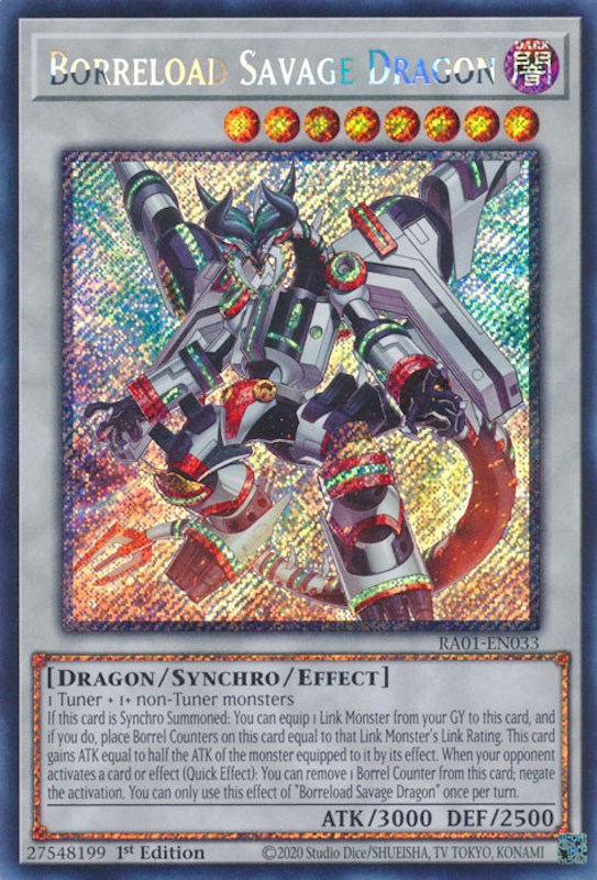 Borreload Savage Dragon [RA01-EN033] Platinum Secret Rare Yu-Gi-Oh!