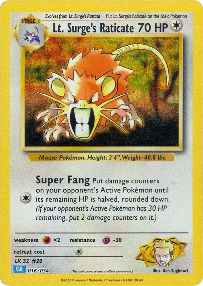 Lt. Surge's Raticate [Trading Card Game Classic] Pokémon