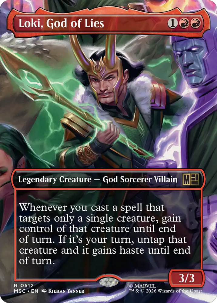 Loki, God of Lies (Borderless) [Marvel Super Heroes Commander] Magic: The Gathering