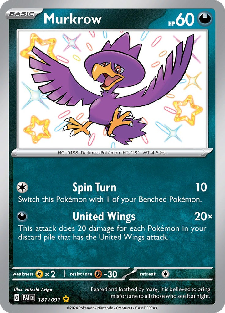 Murkrow (181/091) [Scarlet & Violet: Paldean Fates] Pokémon