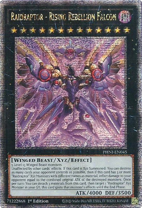 Raidraptor - Rising Rebellion Falcon [PHNI-EN045] Quarter Century Secret Rare Yu-Gi-Oh!