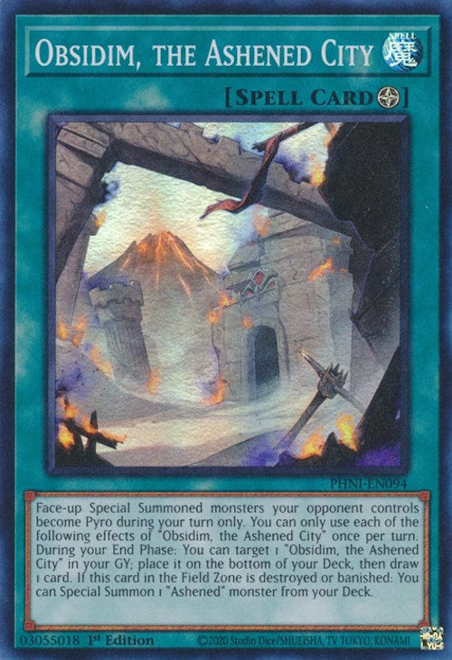Obsidim, the Ashened City [PHNI-EN094] Super Rare Yu-Gi-Oh!