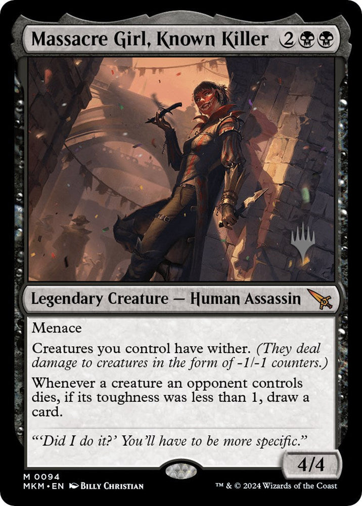 Massacre Girl, Known Killer (Promo Pack) [Murders at Karlov Manor Promos] Magic: The Gathering