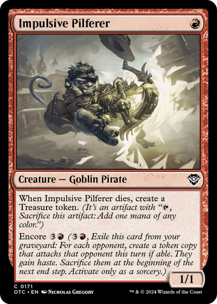 Impulsive Pilferer [Outlaws of Thunder Junction Commander] Magic: The Gathering