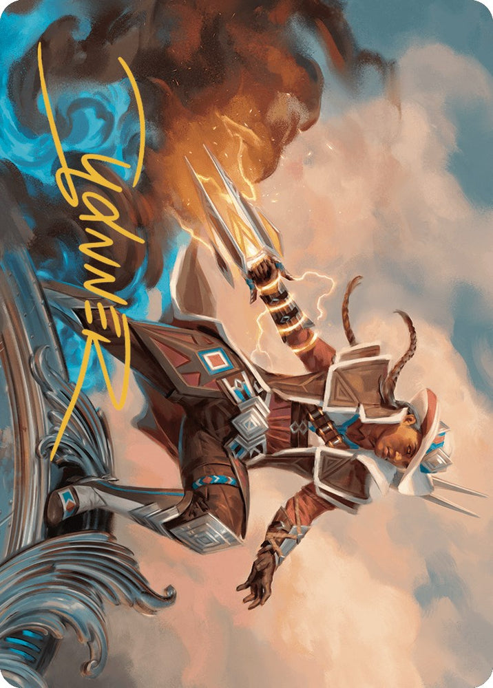 Annie Flash, the Veteran Art Card (Gold-Stamped Signature) [Outlaws of Thunder Junction Art Series] Magic: The Gathering