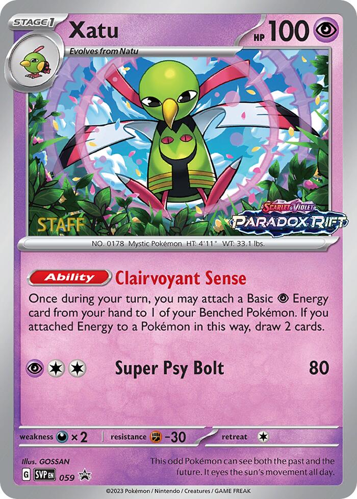 Xatu (059) (Staff Prerelease Promo) [Scarlet & Violet: Black Star Promos] Pokémon