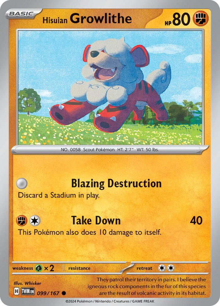 Hisuian Growlithe (099/167) [Scarlet & Violet: Twilight Masquerade] Pokémon