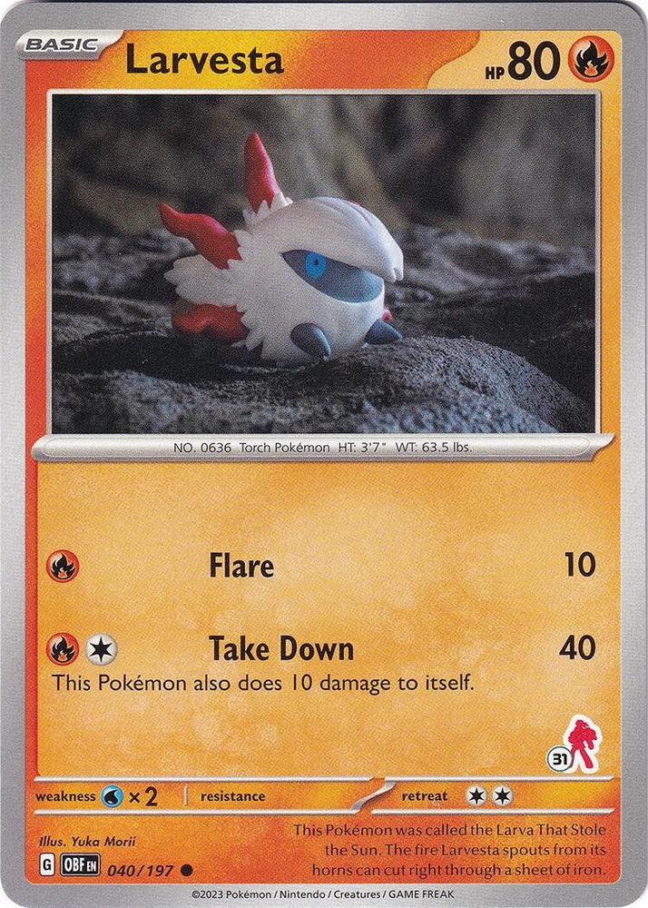 Larvesta (040/197) (Armarouge Stamp #31) [Battle Academy 2024] Pokémon