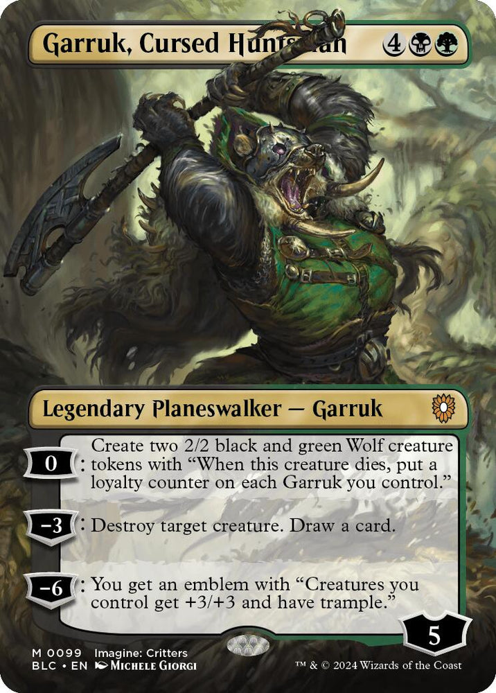 Garruk, Cursed Huntsman (Borderless) [Bloomburrow Commander] Magic: The Gathering