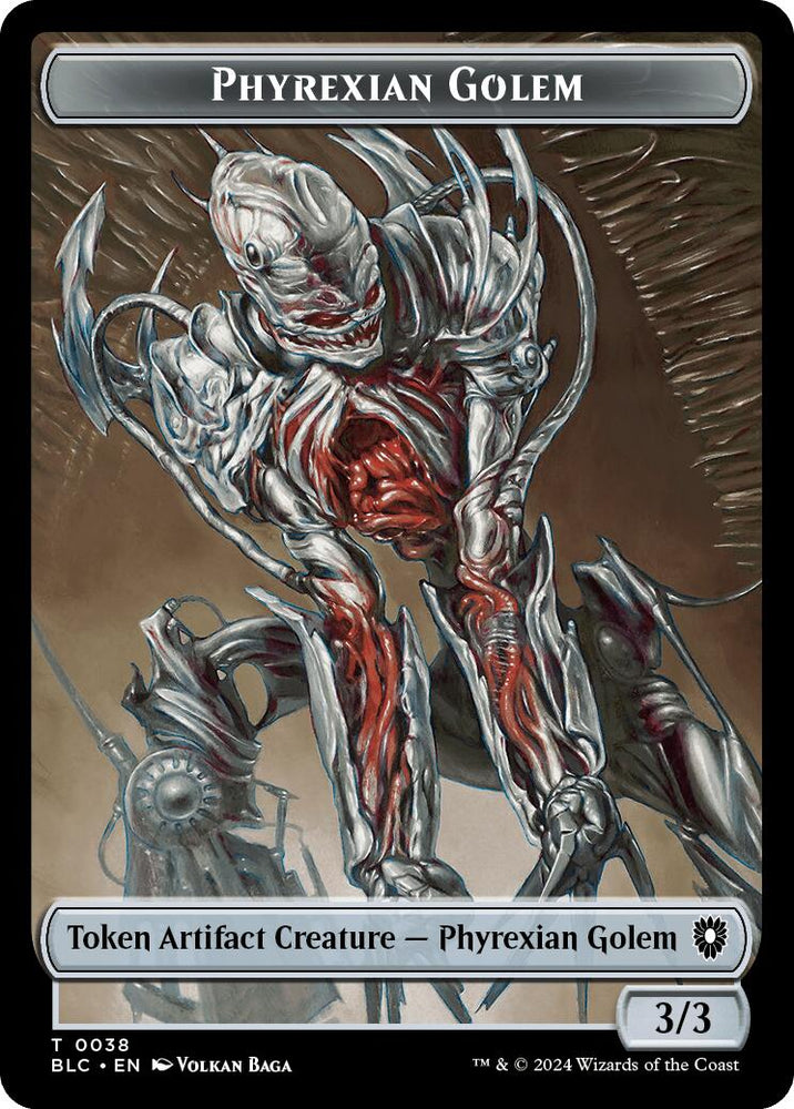 Phyrexian Golem // Faerie Double-Sided Token [Bloomburrow Commander Tokens] Magic: The Gathering