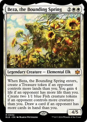 Beza, the Bounding Spring [Bloomburrow Prerelease Promos] Magic: The Gathering