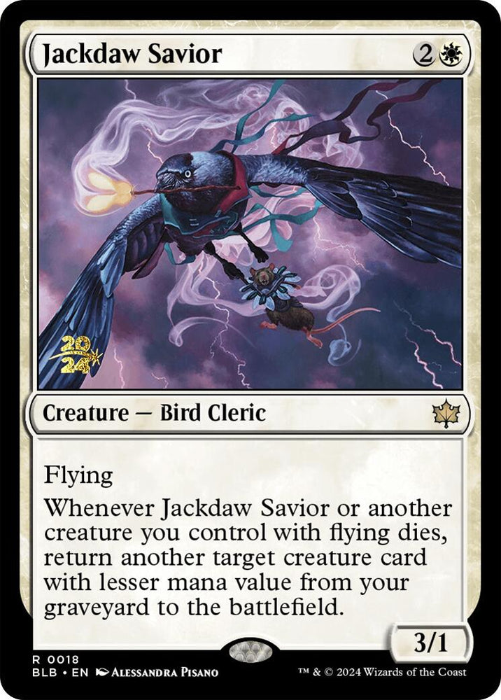 Jackdaw Savior [Bloomburrow Prerelease Promos] Magic: The Gathering