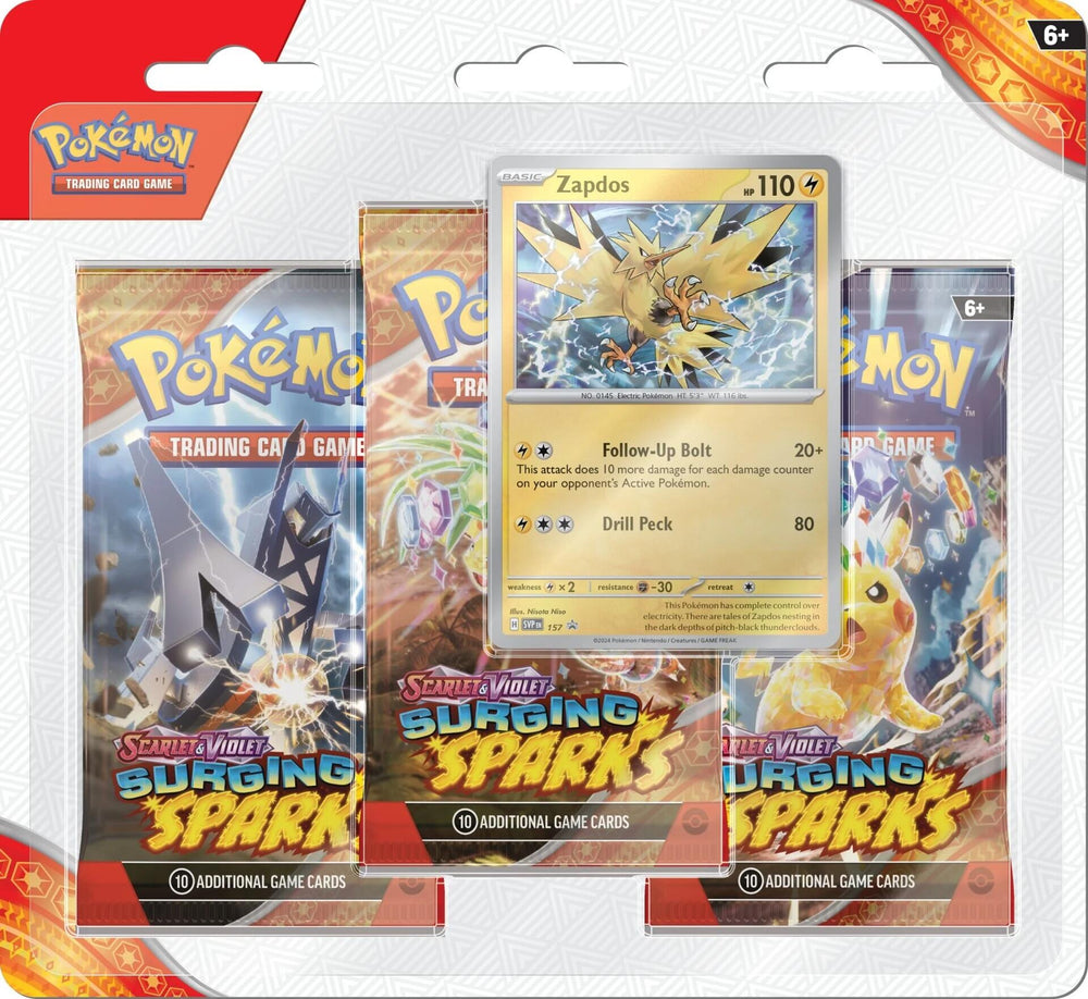 Scarlet & Violet: Surging Sparks - 3 Pack Blisters (Zapdos) Pokémon
