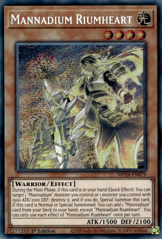 Mannadium Riumheart [MP24-EN079] Prismatic Secret Rare