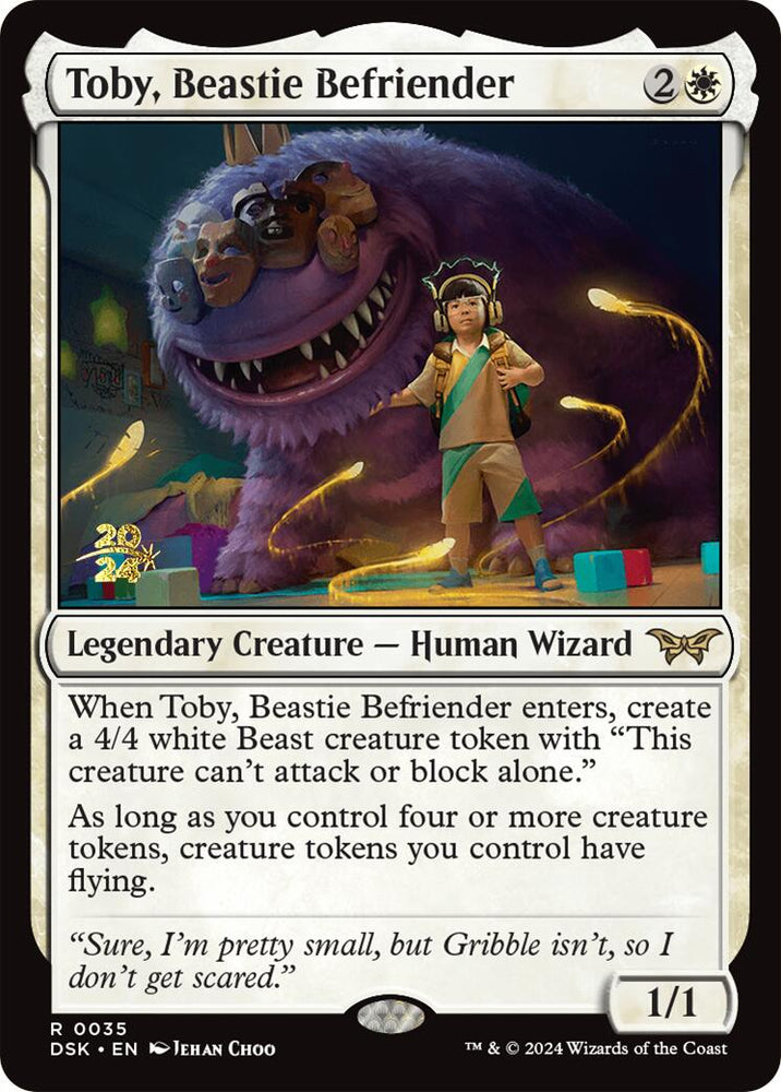 Toby, Beastie Befriender [Duskmourn: House of Horror Prerelease Promos] Magic: The Gathering