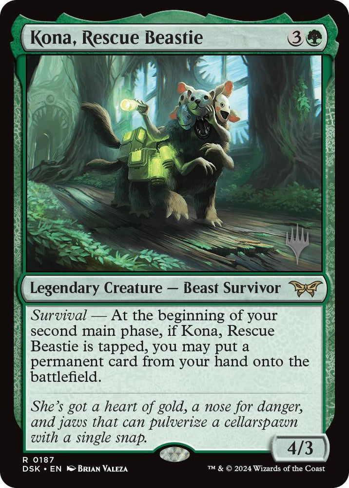 Kona, Rescue Beastie (0187) (Promo Pack) [Duskmourn: House of Horror Promos] Magic: The Gathering