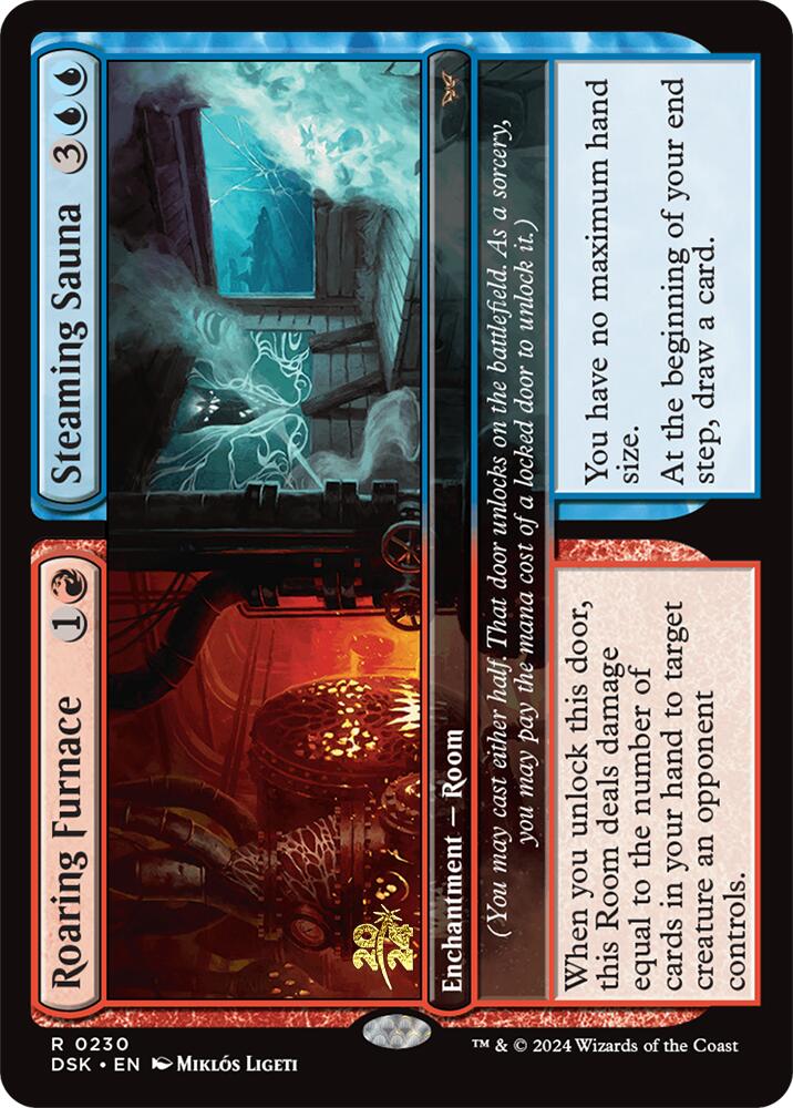 Roaring Furnace // Steaming Sauna [Duskmourn: House of Horror Prerelease Promos] Magic: The Gathering