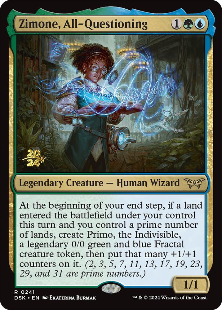 Zimone, All-Questioning [Duskmourn: House of Horror Prerelease Promos] Magic: The Gathering